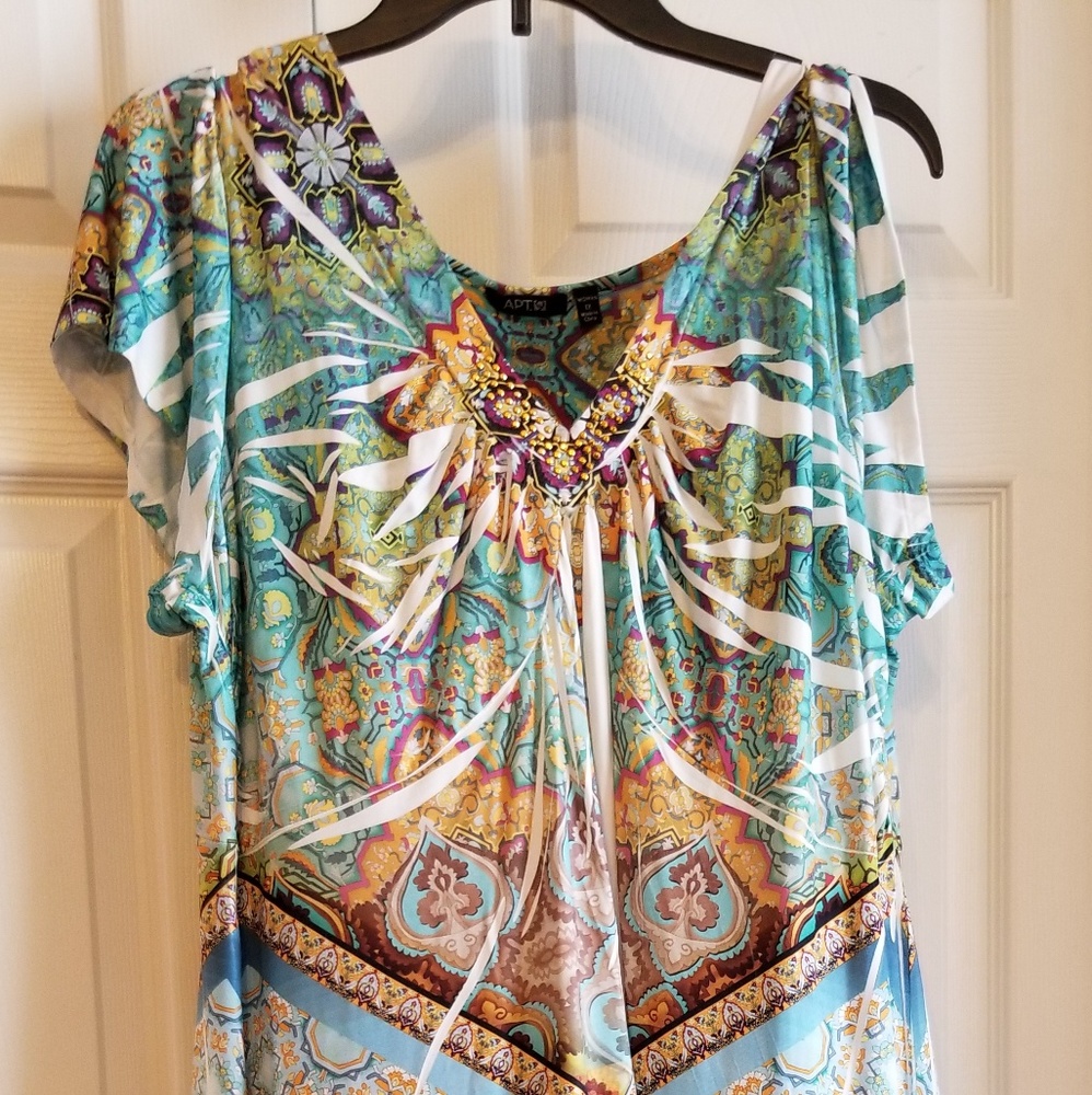 APT9 dress, Size 1X, multi colored print